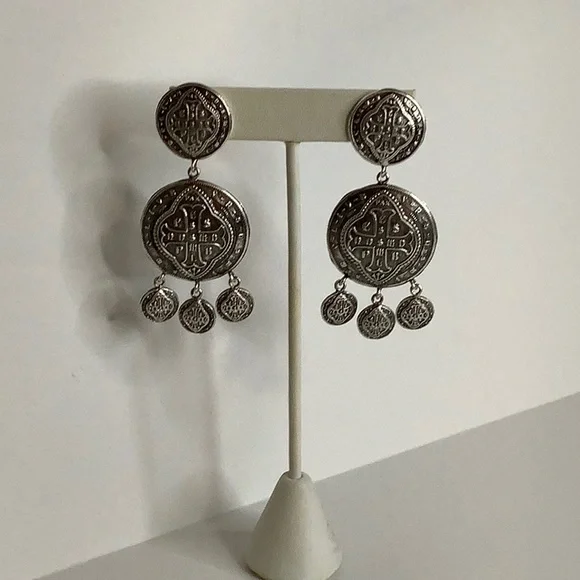 VIRGIN SAINTS AND ANGELS SILVER PAX CROSS EARRINGS BRAND NEW - Picture 2 of 4